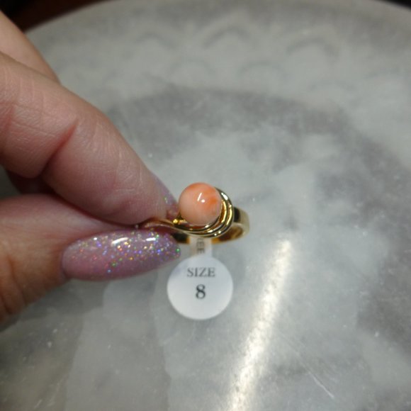 18k Yellow gold electroplated Coral Designer Dolphin Ore Ring - Picture 9 of 14